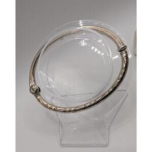 Brighton Silver Tone Scroll Detail Hinged Bangle Bracelet 7.5in oval